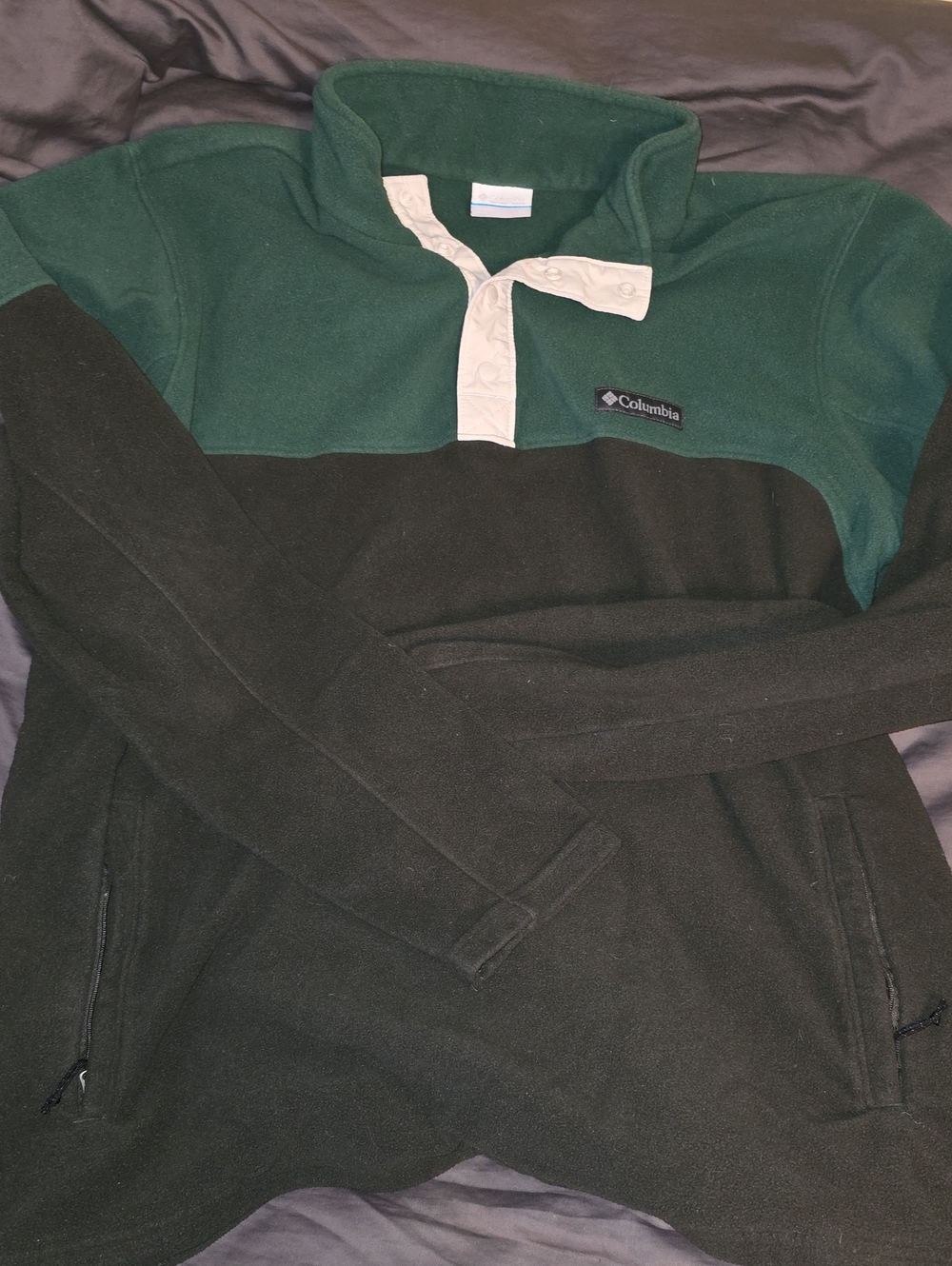 Columbia Men's Forest Green and Black Quarter-Snap Fleece Pullover